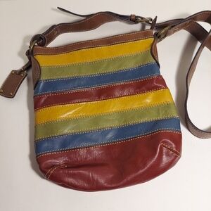 Axcess by Liz Claiborne Vintage Striped Multi Color Vegan Leather Purse Y2K 90s